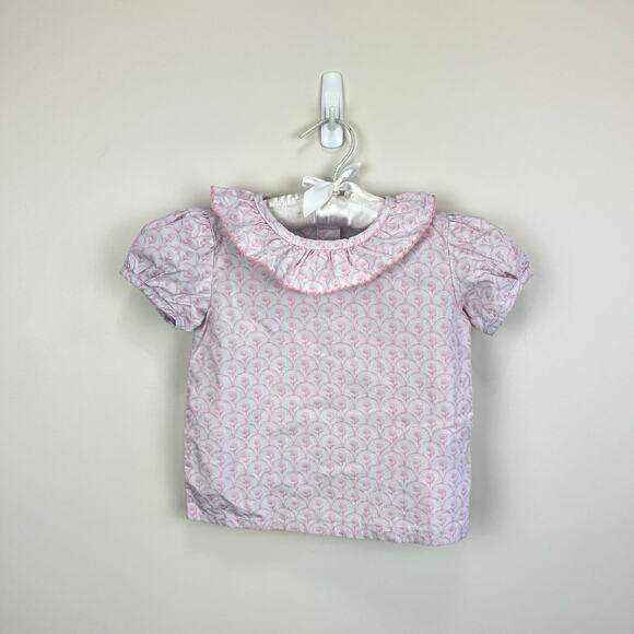 Southern Smocked Co Short Sleeve Pink Floral Ruffle Blouse 24 Months 2T - Picture 1 of 7